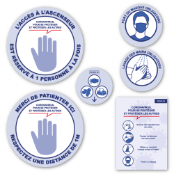 Prévention Covid - Pack stickers pour commerces et magasins